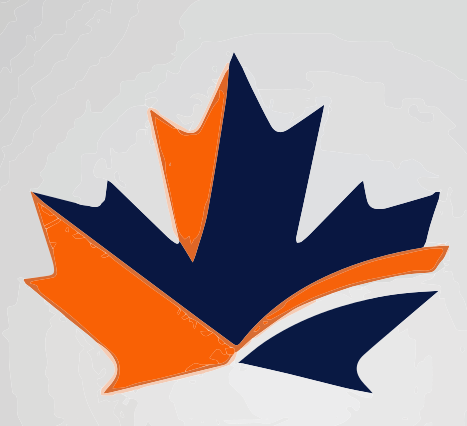 Matt Fillipoff and Explorer Realty Inc. Orange and Blue Maple Leaf Logo